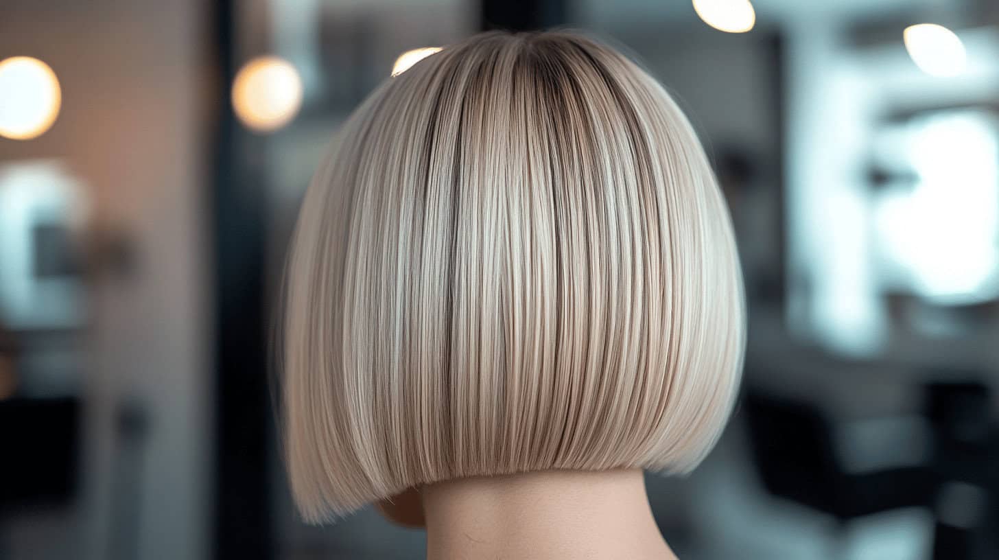 Blonder Bob-Haarschnitt im Friseursalon