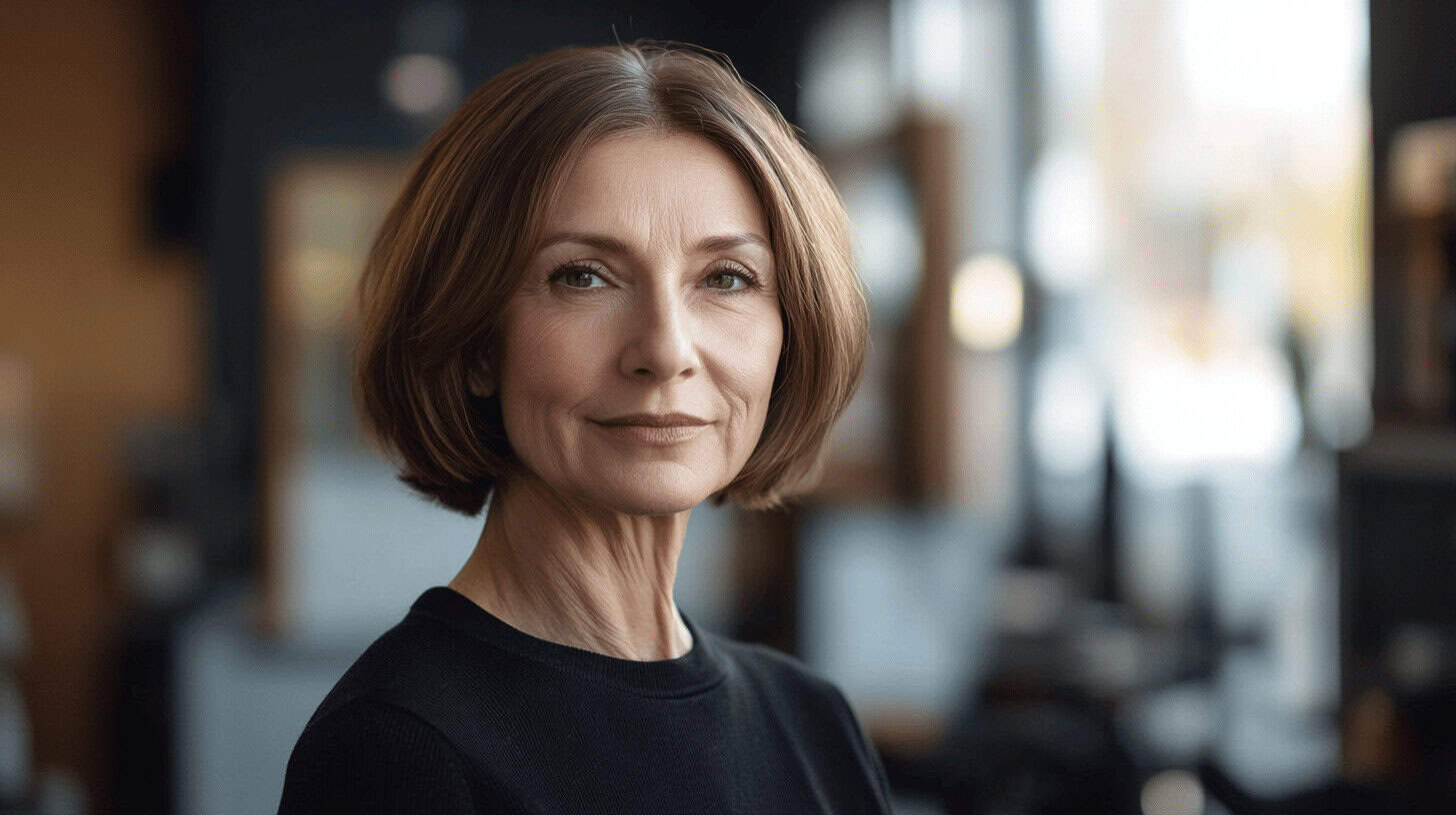 Lächelnde Frau in einem modernen Raum