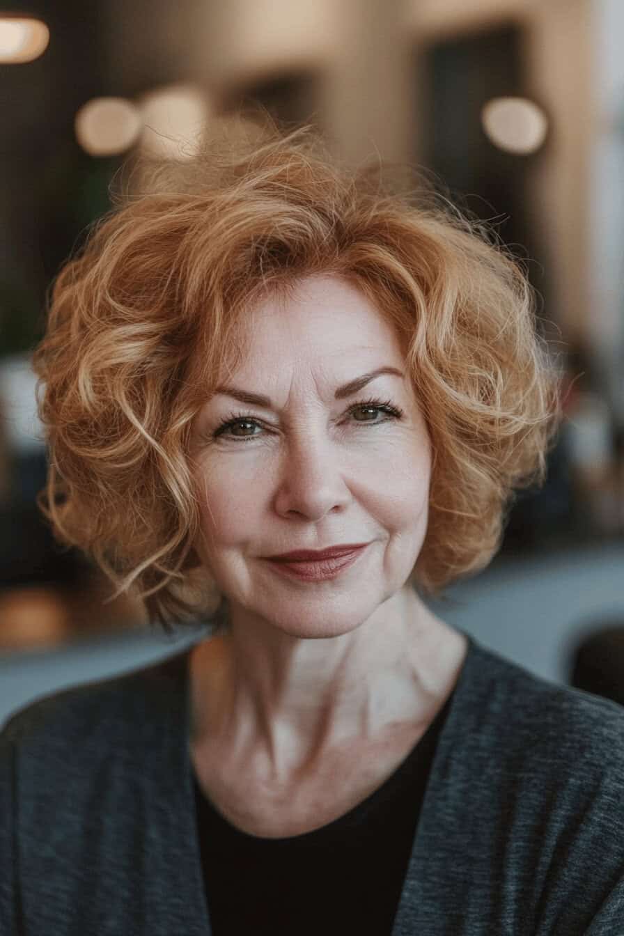 Ältere Frau mit lockigem Bob und freundlichem Gesichtsausdruck.