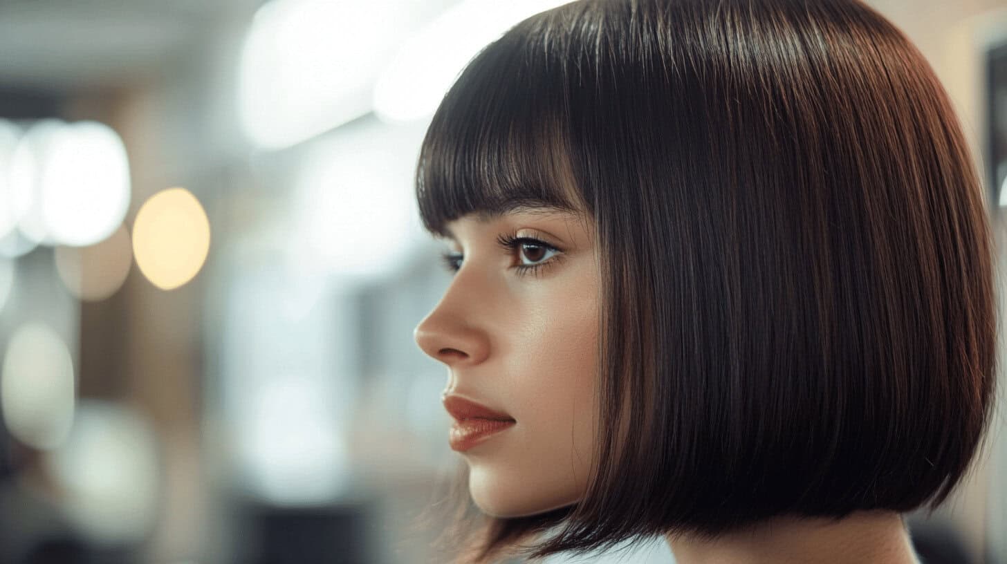 Portrait einer Frau mit kurzem dunklem Haar.