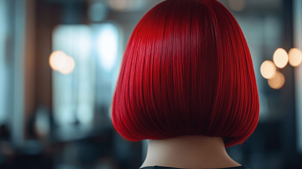 Roter Bob-Haarschnitt im modernen Raum