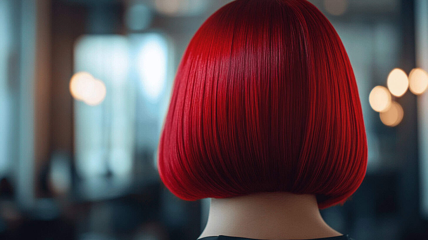Roter Bob-Haarschnitt im modernen Raum