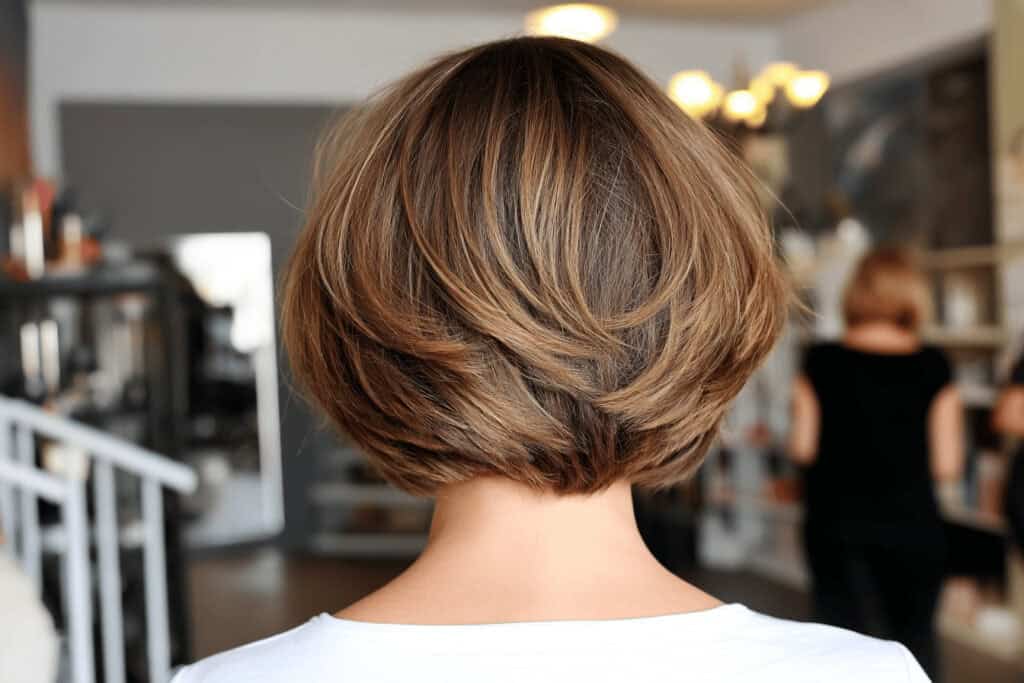 Kurzhaarschnitt von hinten im Salon