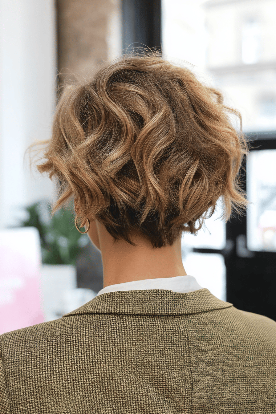 Rückansicht eines lockeren Pixie Bob Haars mit welliger Struktur.