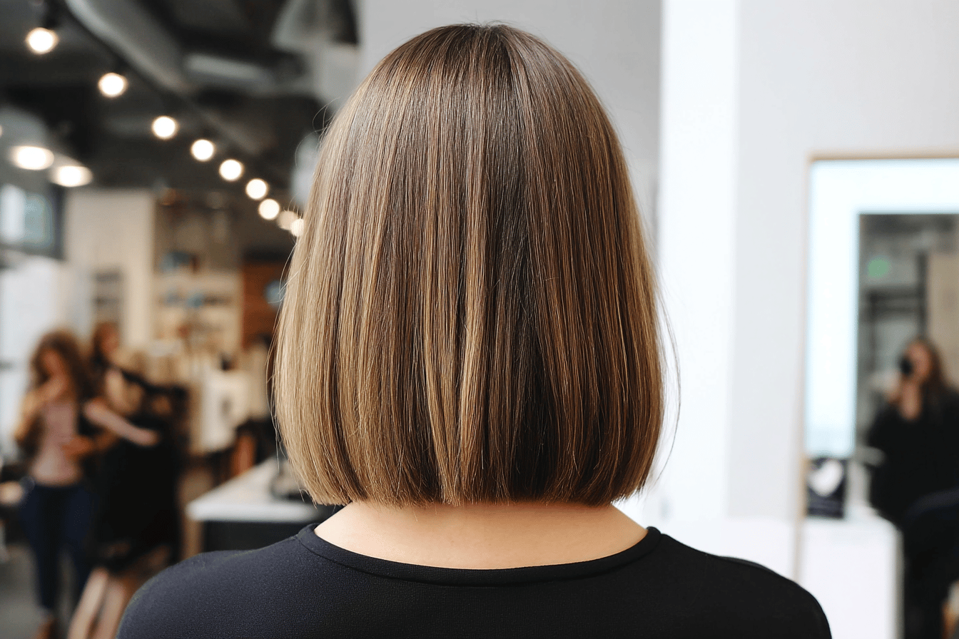 Brauner Bob-Haarschnitt im Friseursalon