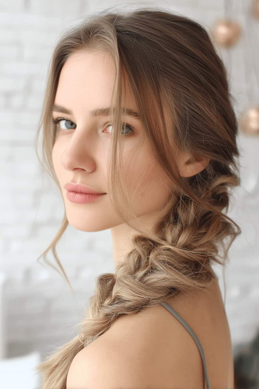 Eine Frau mit langen, geflochtenen Haaren.
