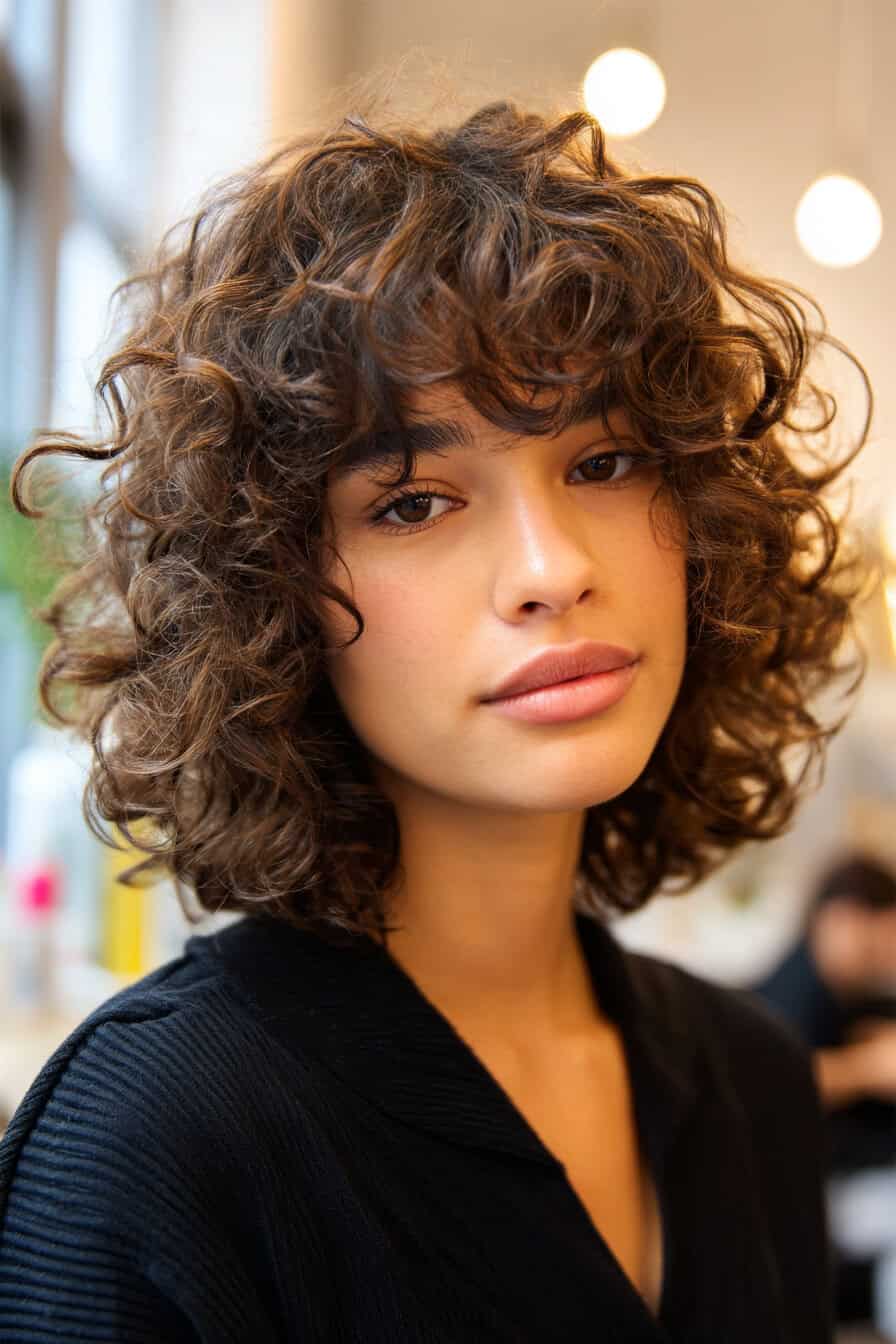 Wunderschone Locken Frisur Mittellanges Haar Bild