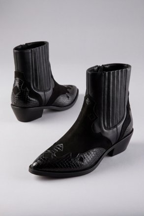 Aniston SHOES Westernstiefelette mit Stretcheinsatz, schwarz