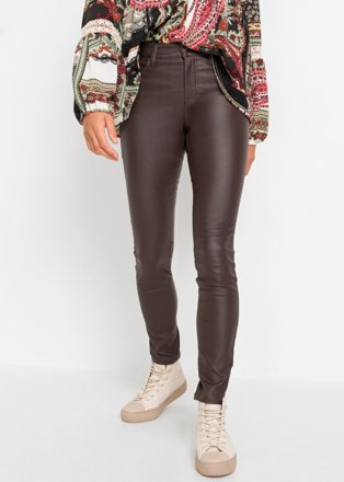 bonprix Stretchhose in Lederoptik, braun