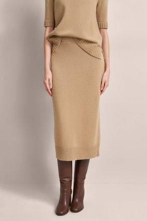 bugatti Jerseyrock in Midilänge, beige