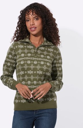 Casual Looks Troyer mit Strickmuster, oliv