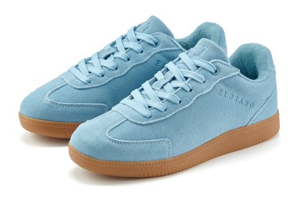 Elbsand Retro-Sneaker aus Velours, hellblau