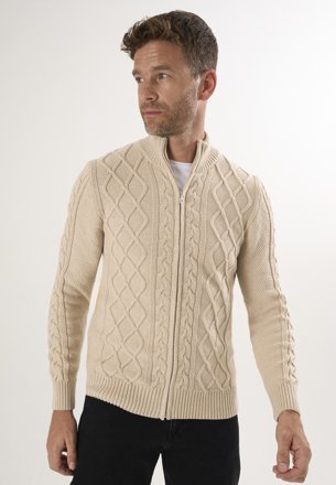 Felix Hardy Zopfstrickjacke mit Zipper, creme