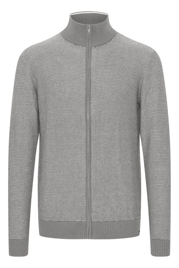 FQ1924 Feinstrickjacke mit Stehkragen, stahlgrau