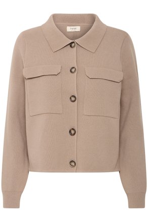 Fransa Strickjacke im Hemdschnitt, beige