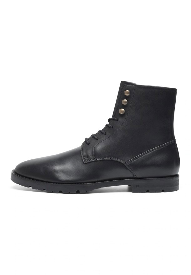 Henry Stevens Schnürboots aus Leder, schwarz