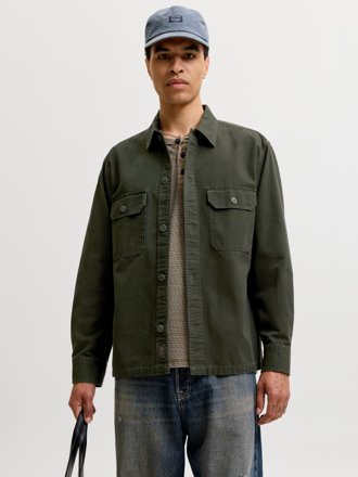 Jack & Jones Colton Canvas-Overshirt, dunkeloliv