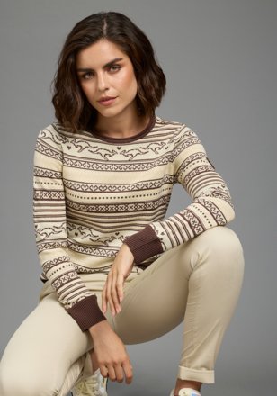 KangaROOS Norwegerpullover mit Rippbündchen, natur