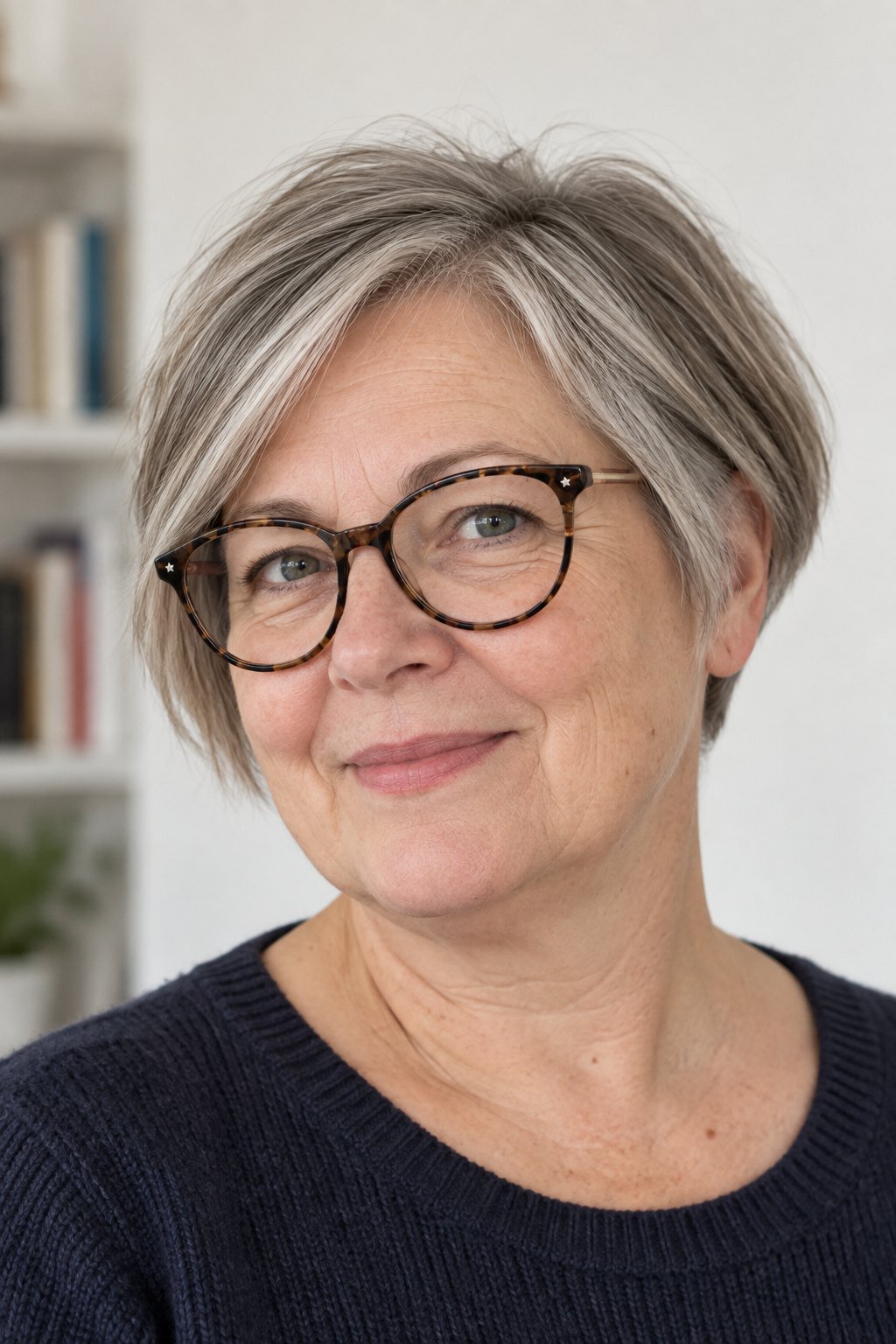 Frau mit Brille: Kurzer Wedge mit graduiertem Nacken