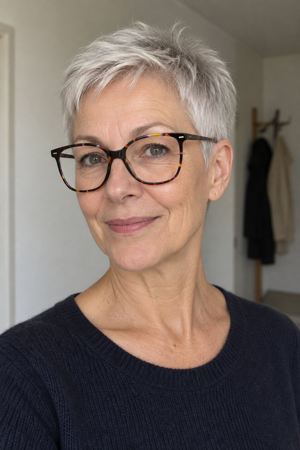 Frau mit Brille: Sehr kurzer Crop, der nur durchgeknetet wird