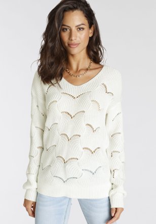 Laura Scott Ajour-Pullover, wollweiß