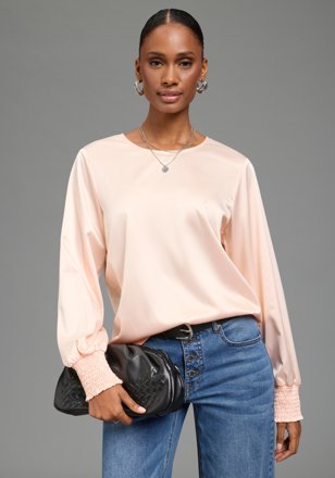 Laura Scott Satin-Bluse, altrosa