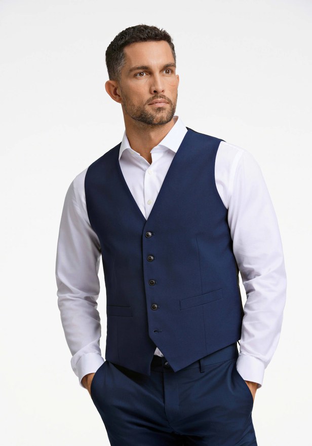 LINDBERGH Anzugweste Modern Fit, dunkelblau meliert