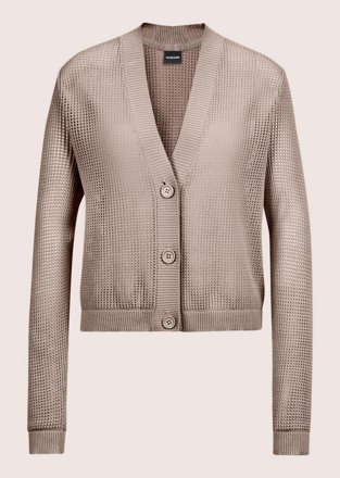 MADELEINE Ajour-Strickjacke mit Knöpfen, taupe