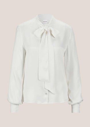 MADELEINE Satinbluse mit Schluppe, weiß