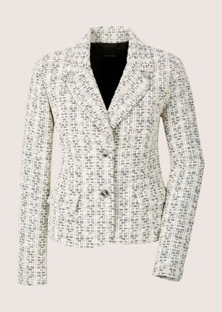 MADELEINE Tweed-Blazer mit Fransendetails, creme/schwarz