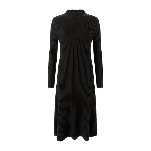 MAERZ Muenchen Rippstrickkleid, schwarz