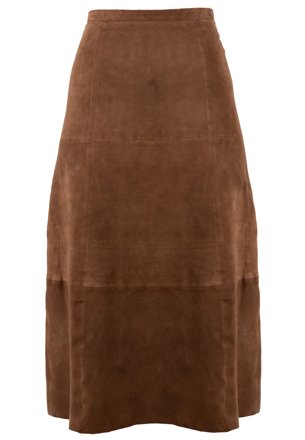 Mauritius Lederrock aus Veloursleder, cognac