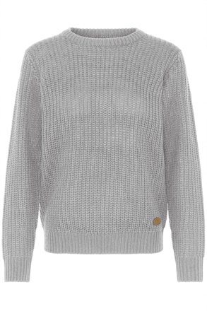 OXMO Strickfleece-Pullover OXEdna, hellgrau meliert