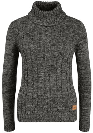 OXMO Zopfstrick-Rollkragenpullover Philipa, anthrazit