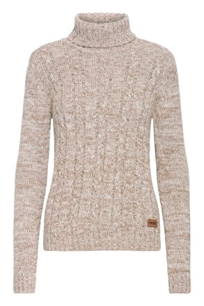 Oxmo Zopfstrick-Rollkragenpullover, sand melange