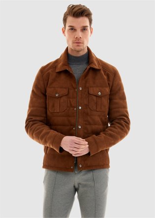 Pierre Cardin Jacke in Wildleder-Optik, rostbraun