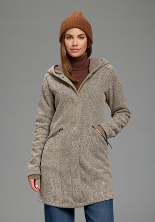 Polarino Strickmantel in Wolloptik, beige-braun