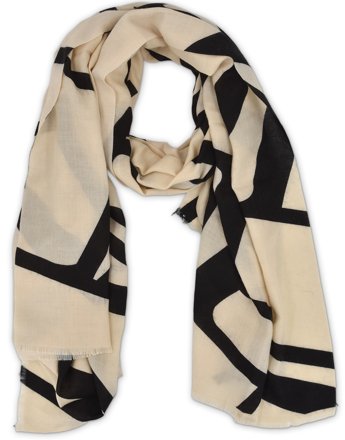 styleBREAKER Schal mit Graphic-Lines-Muster, creme/schwarz