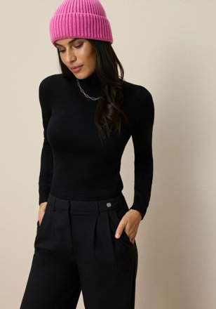 Tamaris Rollkragenpullover, schwarz
