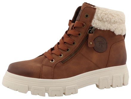 Tom Tailor Boots mit Teddykragen, cognac