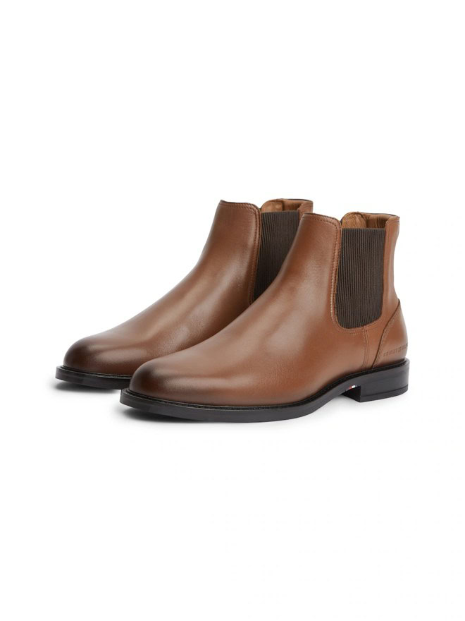 Tommy Hilfiger Chelsea-Boots aus Leder, cognac