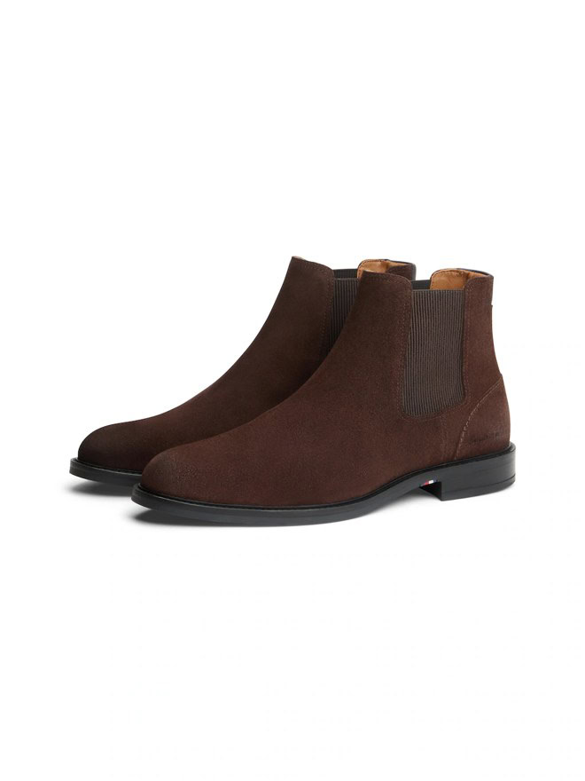 Tommy Hilfiger Chelsea-Boots aus Veloursleder, dunkelbraun