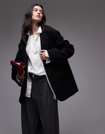TOPSHOP Oversize-Blazer Louise, schwarz