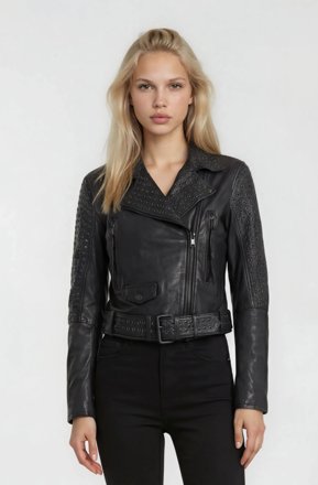 trueprodigy Bikerjacke aus Leder, schwarz