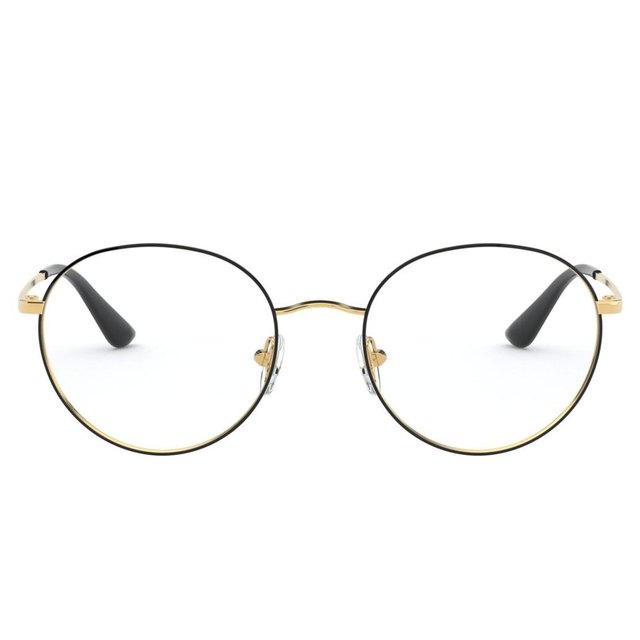 Runde Fassung in Schwarz und Gold · Vogue